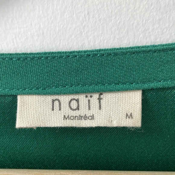 NAÏF NAIF Montreal green emerald midi shirt slip dress MEDIUM longsleeve - Picture 2 of 10